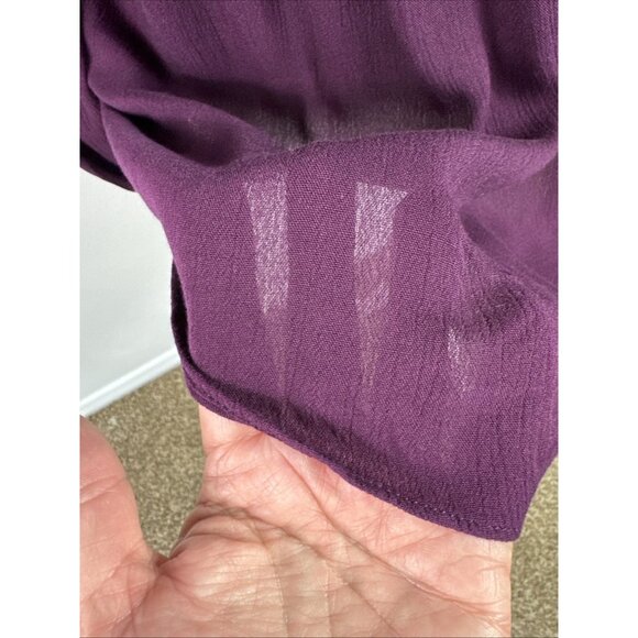 Free People Women M Oversized Square Neck Lace Crepe Blouse Purple NWOT - Picture 7 of 15